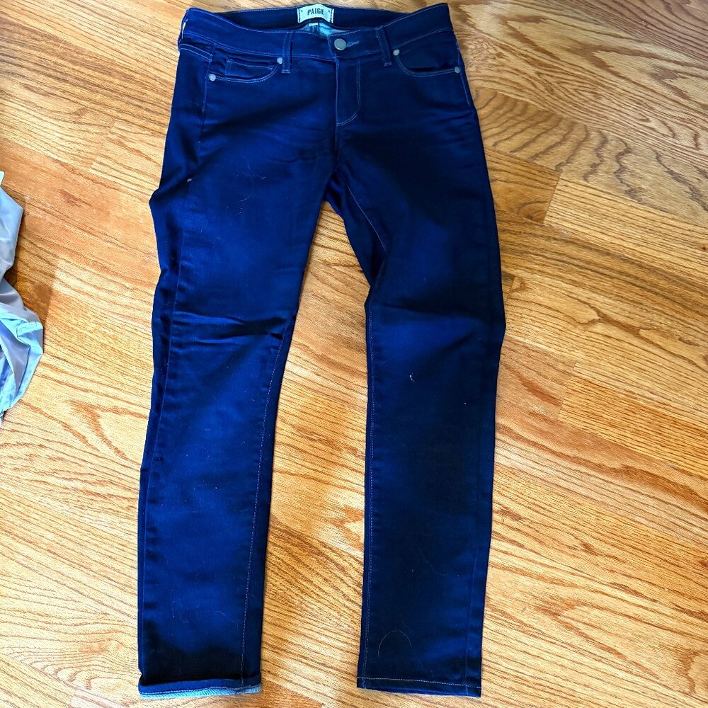 PAIGE Skyline Ankle Peg Dark Blue Jeans Zipper Size 27